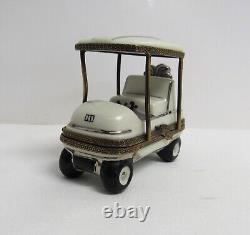 Limoges France Peint Main Golf Cart Trinket Box EUC