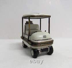 Limoges France Peint Main Golf Cart Trinket Box EUC