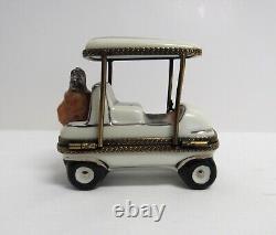 Limoges France Peint Main Golf Cart Trinket Box EUC