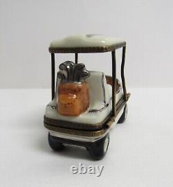 Limoges France Peint Main Golf Cart Trinket Box EUC