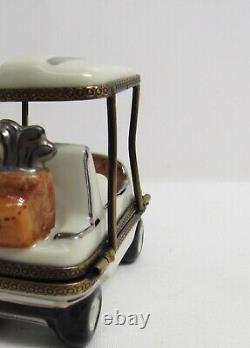 Limoges France Peint Main Golf Cart Trinket Box EUC