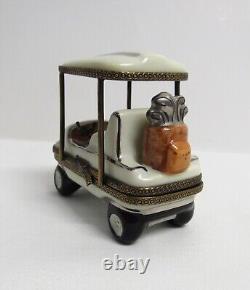 Limoges France Peint Main Golf Cart Trinket Box EUC