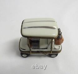 Limoges France Peint Main Golf Cart Trinket Box EUC