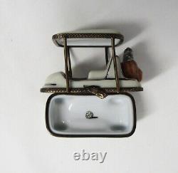 Limoges France Peint Main Golf Cart Trinket Box EUC