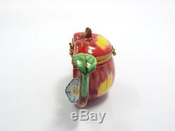 Limoges France Peint Main Half Apple Teapot Trinket Box