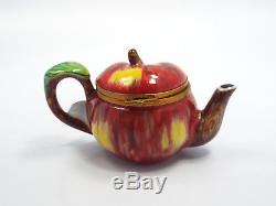 Limoges France Peint Main Half Apple Teapot Trinket Box