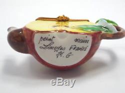 Limoges France Peint Main Half Apple Teapot Trinket Box