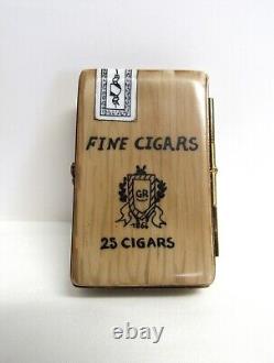 Limoges France Peint Main, Hand Painted Cigar Trinket Boxes Lot of 2 EUC