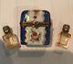 Limoges France Peint Main Hand Painted Hinged Trinket Box With 2 Perfume Bottles