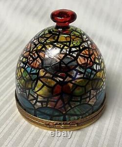 Limoges France Peint Main Hand Painted Stained Glass Dome Nativity Trinket Box