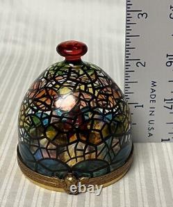 Limoges France Peint Main Hand Painted Stained Glass Dome Nativity Trinket Box