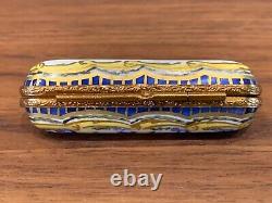 Limoges France Peint Main Hand Painted Trinket Box Needle Case 2.5 Long