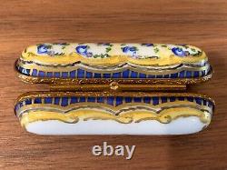 Limoges France Peint Main Hand Painted Trinket Box Needle Case 2.5 Long