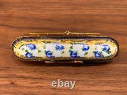 Limoges France Peint Main Hand Painted Trinket Box Needle Case 2.5 Long