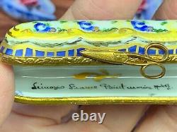 Limoges France Peint Main Hand Painted Trinket Box Needle Case 2.5 Long