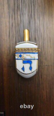 Limoges France Peint Main Hanukkah Dreidel Trinket Box Hebrew Letters Rochaud