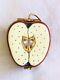 Limoges France Peint Main J. D. Rare Half Apple Porcelain Hinged Trinket Box Vtg