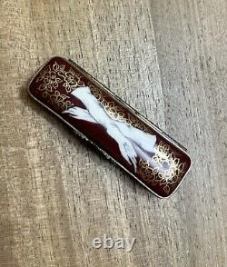 Limoges France Peint Main JP Porcelain White Gloves Red Porcelain Trinket Box