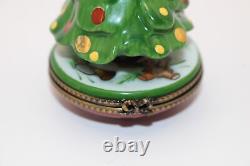 Limoges France Peint Main La Gloriette Porcelain Christmas Tree Trinket Box