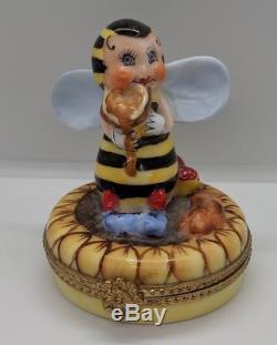 Limoges France Peint Main Lady Bee Cage Trinket Box, Limited Ed #25/750 Signed