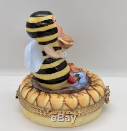 Limoges France Peint Main Lady Bee Cage Trinket Box, Limited Ed #25/750 Signed