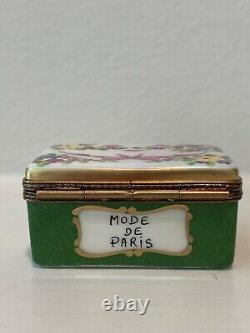 Limoges France Peint Main Mode de Paris Trinket Box Shoe Box with Shoes Inside