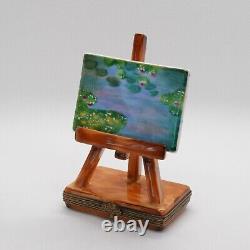 Limoges France Peint Main Monet Easel Trinket Box