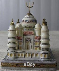 Limoges France Peint Main Porcelain Box Taj Mahal Trinket Jewelry Dresser Box