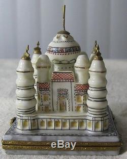 Limoges France Peint Main Porcelain Box Taj Mahal Trinket Jewelry Dresser Box