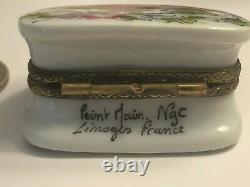 Limoges France Peint Main Porcelain Trinket Box Purse Handbag Luggage Signed Ngc