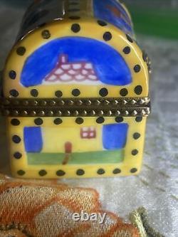 Limoges France Peint Main Porcelain Trinket Box. Toy Box. WithO train set