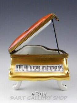 Limoges France Peint Main Rochard GRAND PIANO MUSIC INSTRUMENT Trinket Box