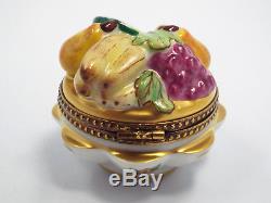 Limoges France Peint Main Romance Fruit Bowl Trinket Box, Limited Edition #44/50