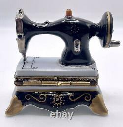 Limoges France Peint Main Sewing Machine Trinket Box