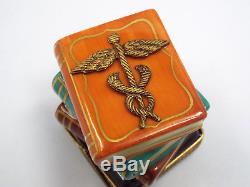 Limoges France Peint Main Stack of Medical Doctor Books Trinket Box, #259/300