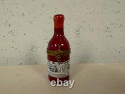 Limoges France Peint Main Trinket Box Bottle of Bordeaux Wine