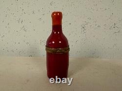 Limoges France Peint Main Trinket Box Bottle of Bordeaux Wine