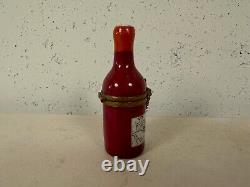 Limoges France Peint Main Trinket Box Bottle of Bordeaux Wine