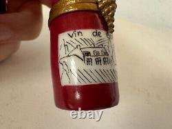 Limoges France Peint Main Trinket Box Bottle of Bordeaux Wine