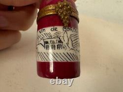 Limoges France Peint Main Trinket Box Bottle of Bordeaux Wine