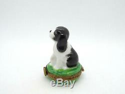 Limoges France Peint Main Trinket Box Dog Spaniel Limited Edition #249/300