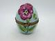 Limoges France Peint Main Trinket Box Flower Egg With Bunny Rabbit #206/300