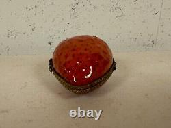 Limoges France Peint Main Trinket Box Strawberry Fruit