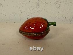 Limoges France Peint Main Trinket Box Strawberry Fruit