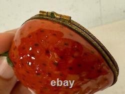 Limoges France Peint Main Trinket Box Strawberry Fruit