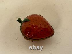 Limoges France Peint Main Trinket Box Strawberry Fruit