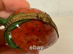 Limoges France Peint Main Trinket Box Strawberry Fruit