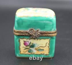 Limoges France Peint Main Trinket Box with 2 Perfume Bottles