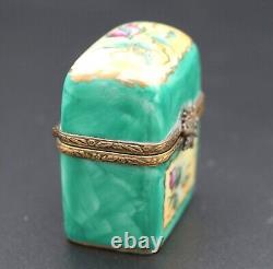 Limoges France Peint Main Trinket Box with 2 Perfume Bottles