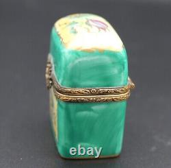 Limoges France Peint Main Trinket Box with 2 Perfume Bottles